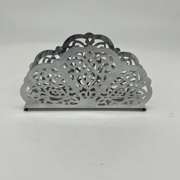 Vintage Irvin Ware USA Retro Silver Chrome Filigree Napkin / Letter Mail Holder - Picture 1 of 5
